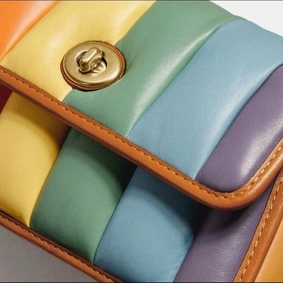 Coach Rainbow Quilted Leather Turnlock Shoulder Bag 20 (2021 Pride) - Picture 2 of 11
